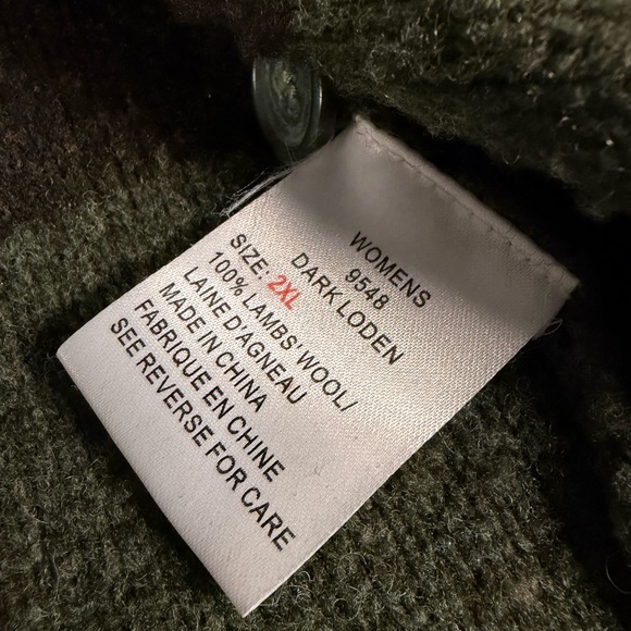 Woolrich 100% Lambs Wool Green Stripe Fringe Collar Button Up Vest - XXL - Picture 6 of 8